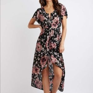 Charlotte Russe Rose Floral High-Low Maxi Dress